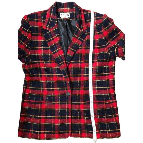 Vintage JOAN LESLIE TARTAN CHRISTMAS PLAID JACKET BLAZER LINED SIZE 16 - Picture 11 of 14